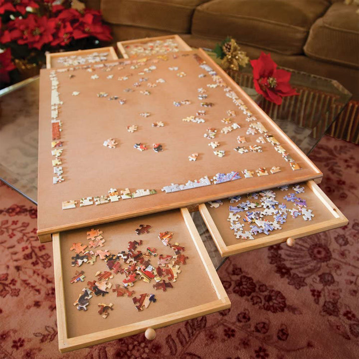 Bits and Pieces Jumbo 1500 Piece Puzzle Plateau with Storage Drawers (Open Box)