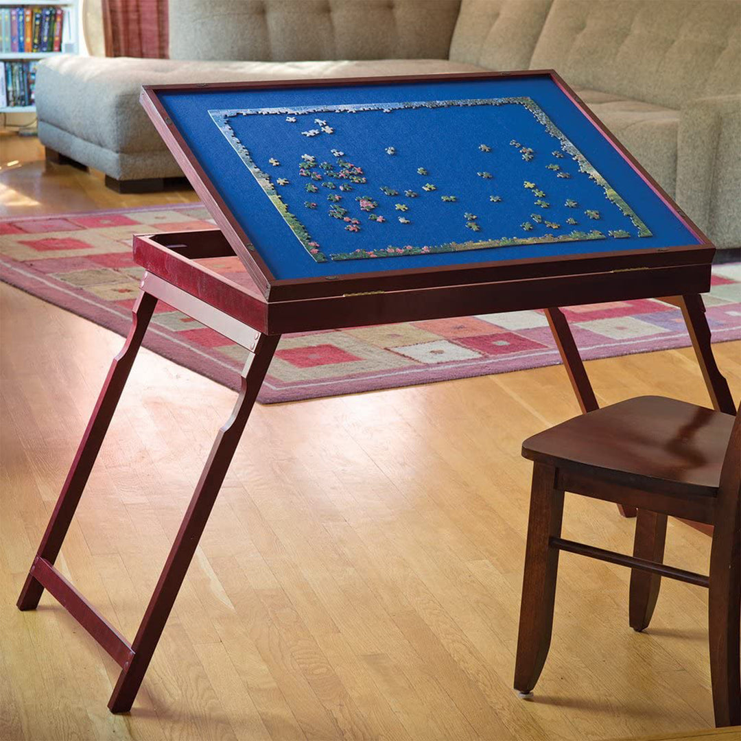 Bits and Pieces Fold & Go Tilt Up Wooden Jigsaw Puzzle Table, 25 x 34 (Open Box)