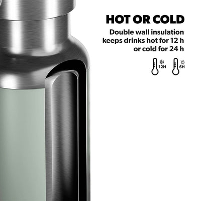 Dometic THRM48 16 Ounce Stainless Steel Double Insulated Thermo Bottle, Moss