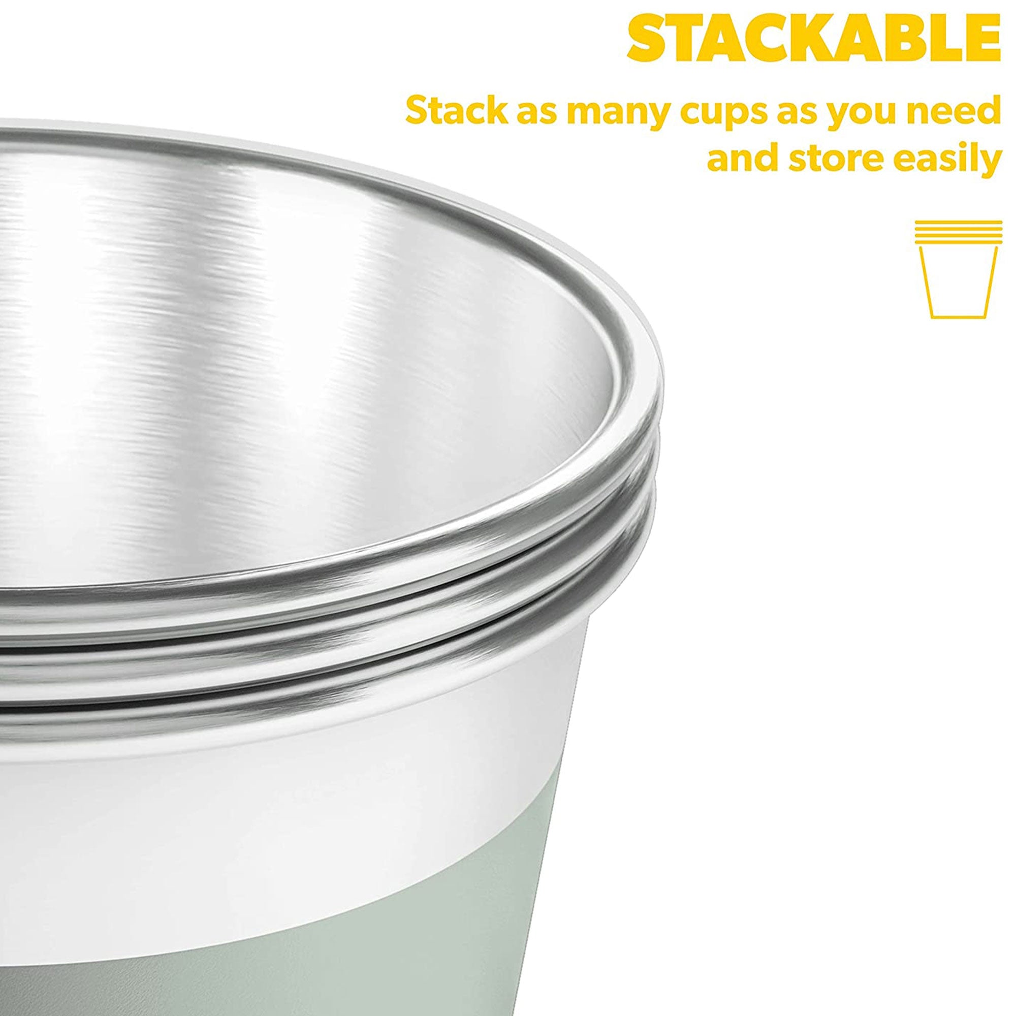 Dometic CUP50 17 Ounce Stainless Steel Stackable Drinking Cup, Moss (4 Pack)