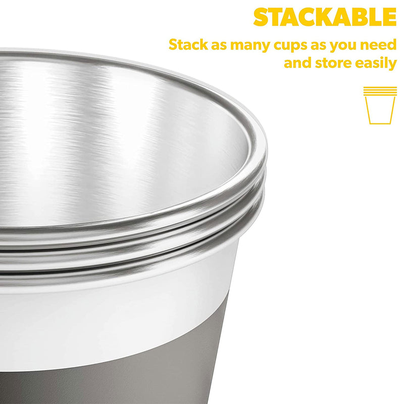 Dometic CUP50 17 Ounce Stainless Steel Stackable Drinking Cup, Ore (4 Pack)