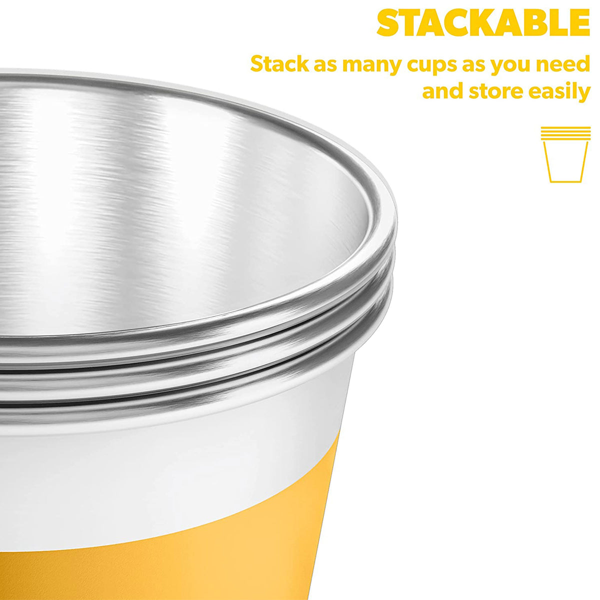 Dometic CUP50 17 Ounce Stainless Steel Stackable Drinking Cup, Glow (4 Pack)