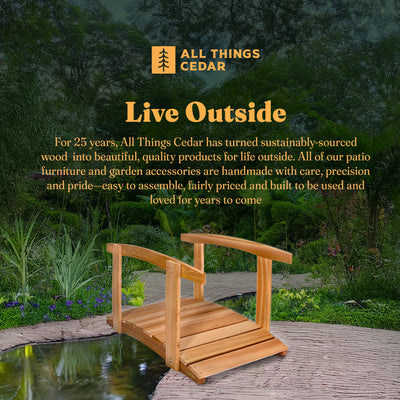 All Things Cedar 3 Foot Natural Bridge with Side Rails (Open Box) - VMInnovations