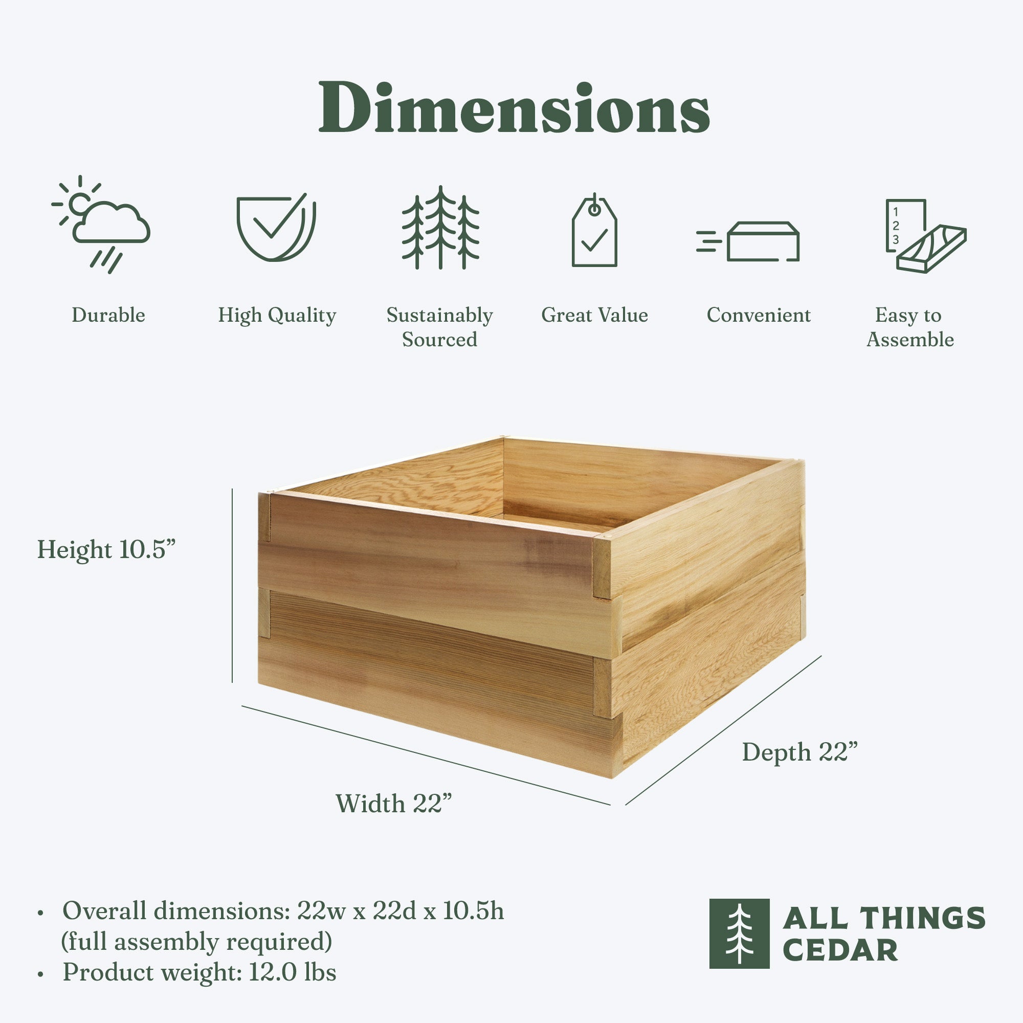 All Things Cedar Hand Crafted Natural Red Cedar 2ft Raised Garden Kit (Open Box) - VMInnovations