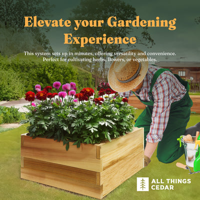All Things Cedar Hand Crafted Natural Red Cedar 2ft Raised Garden Kit (Open Box) - VMInnovations