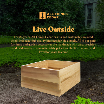 All Things Cedar 2 Foot Square 2 Tier Raised Garden Box, Western Red Cedar Build (Used)