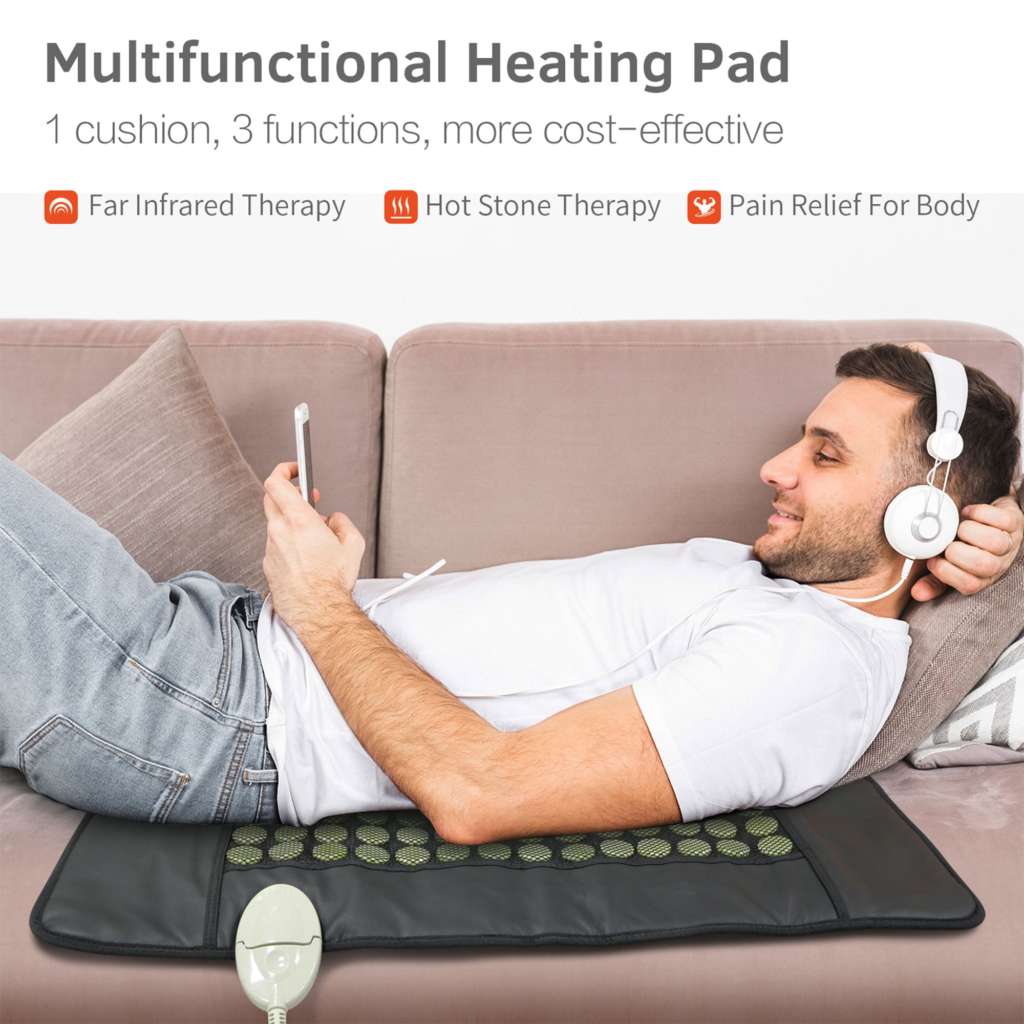 UTK 31 x 21 Jade Stone Infrared Pain Relief Heating Pad w/Controller (For Parts) - VMInnovations