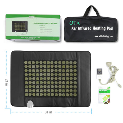 UTK 31 x 21 Inches Jade Stone Infrared Pain Relief Heating Pad w/ Remote, Black