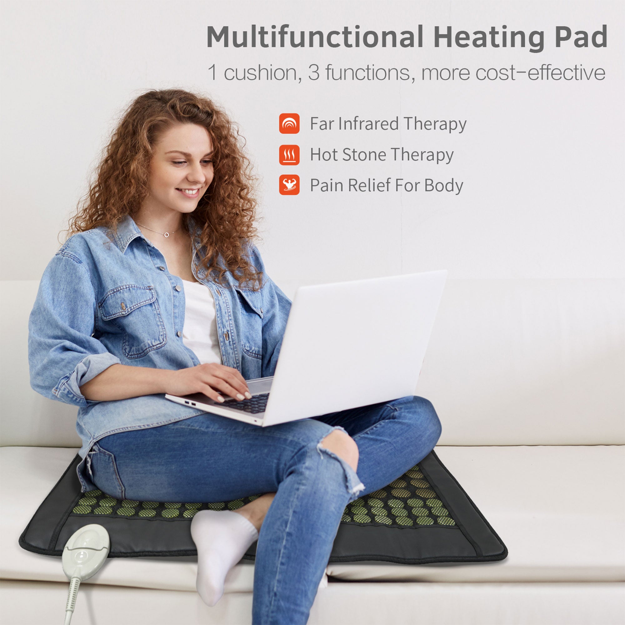 UTK 21 x 31 Inch Infrared Heating Pad w/Natural Jade & Tourmaline Stones (Used) - VMInnovations