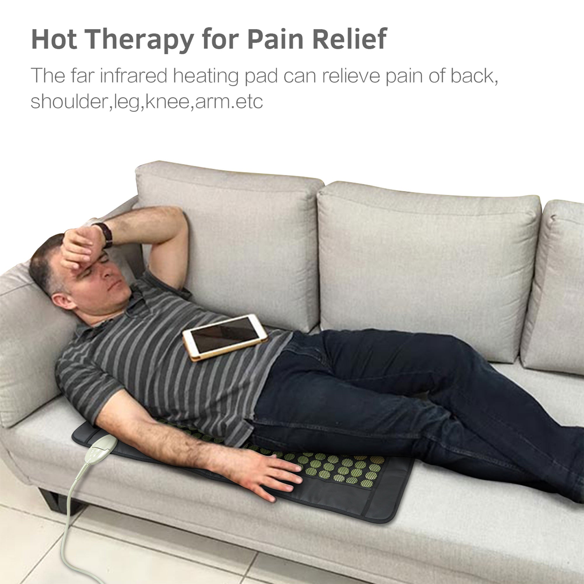 UTK 38 x 21 Inch Far Infrared Heating Pad w/ Natural Jade and Tourmaline Stones - VMInnovations