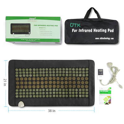 UTK 38 x 21 Inch Far Infrared Heating Pad w/ Natural Jade and Tourmaline Stones - VMInnovations