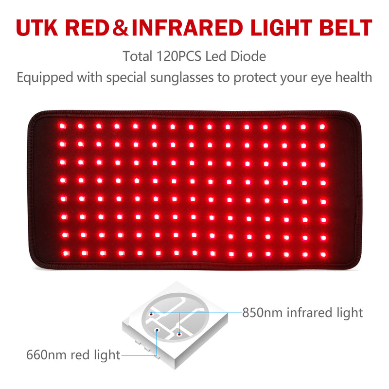 UTK Wearable 660nm Red & 850nm Infrared Body Light Therapy Belt w/ Auto Shutoff
