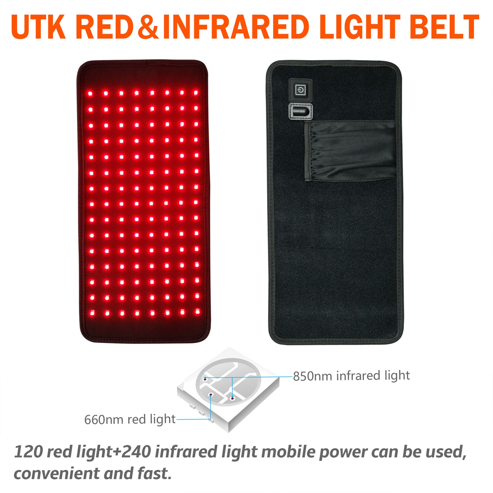 UTK Wearable 660nm Red & 850nm Infrared Light Therapy Belt w/Auto Shutoff (Used) - VMInnovations