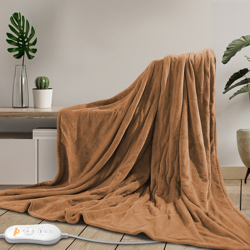 nalax Electric Fast Heating Full Body Throw Blanket w/6 Heat Levels, Brown(Used)