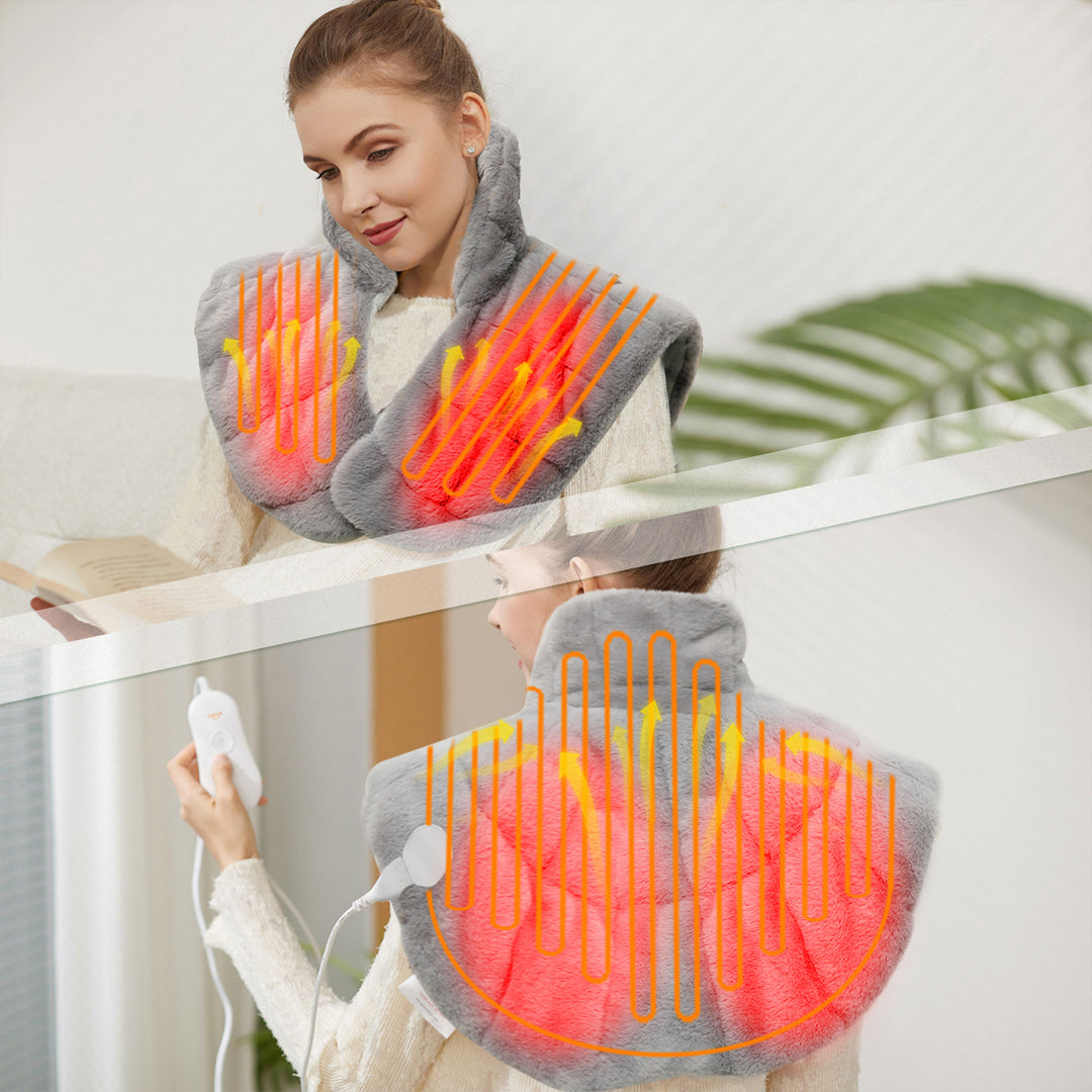 Nalax Neck & Shoulders Pain Relief Heating Pad Wrap w/6 Heat Levels (Open Box) - VMInnovations