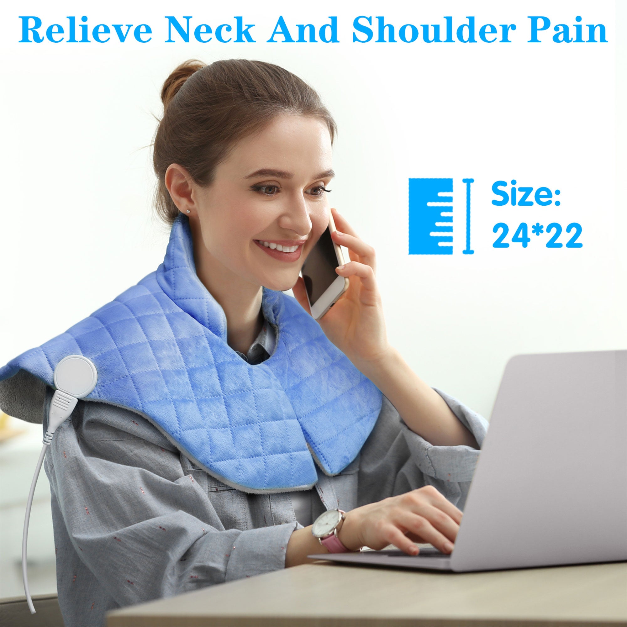 Nalax H31N1 Neck & Shoulders Pain Relief Heating Pad Wrap w/6 Levels (Open Box) - VMInnovations