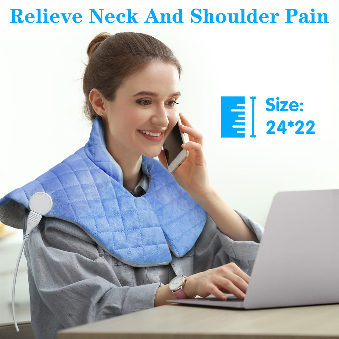 nalax  Neck/Shoulders Pain Relief Heating Pad Wrap, Light Purple (Used)