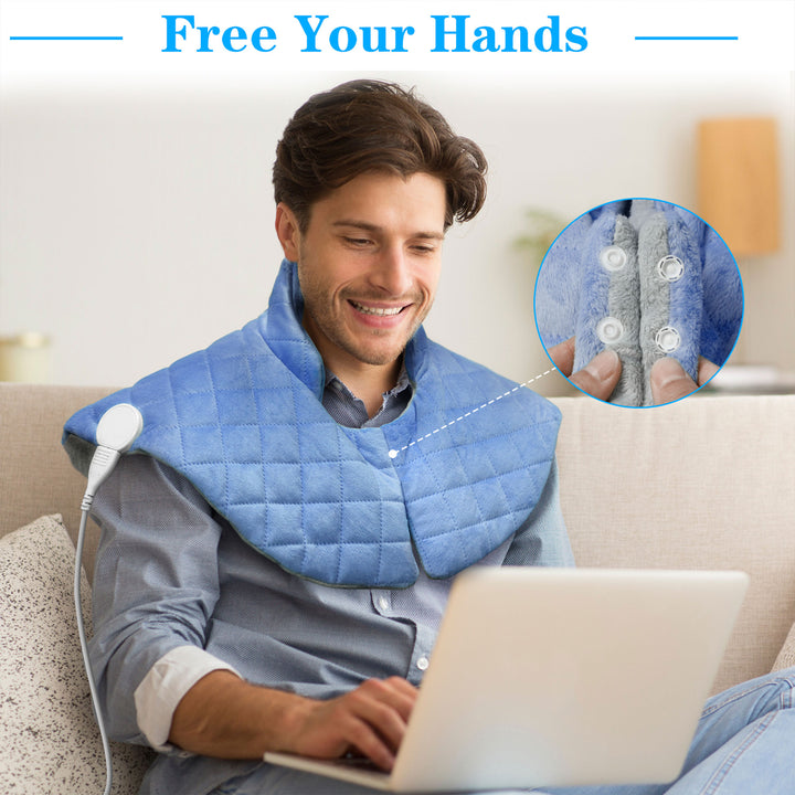 nalax  Neck/Shoulders Pain Relief Heating Pad Wrap, Light Purple (Used) - VMInnovations