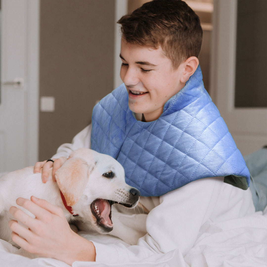 nalax  Neck/Shoulders Pain Relief Heating Pad Wrap w/6 Heat Levels, Light Purple - VMInnovations