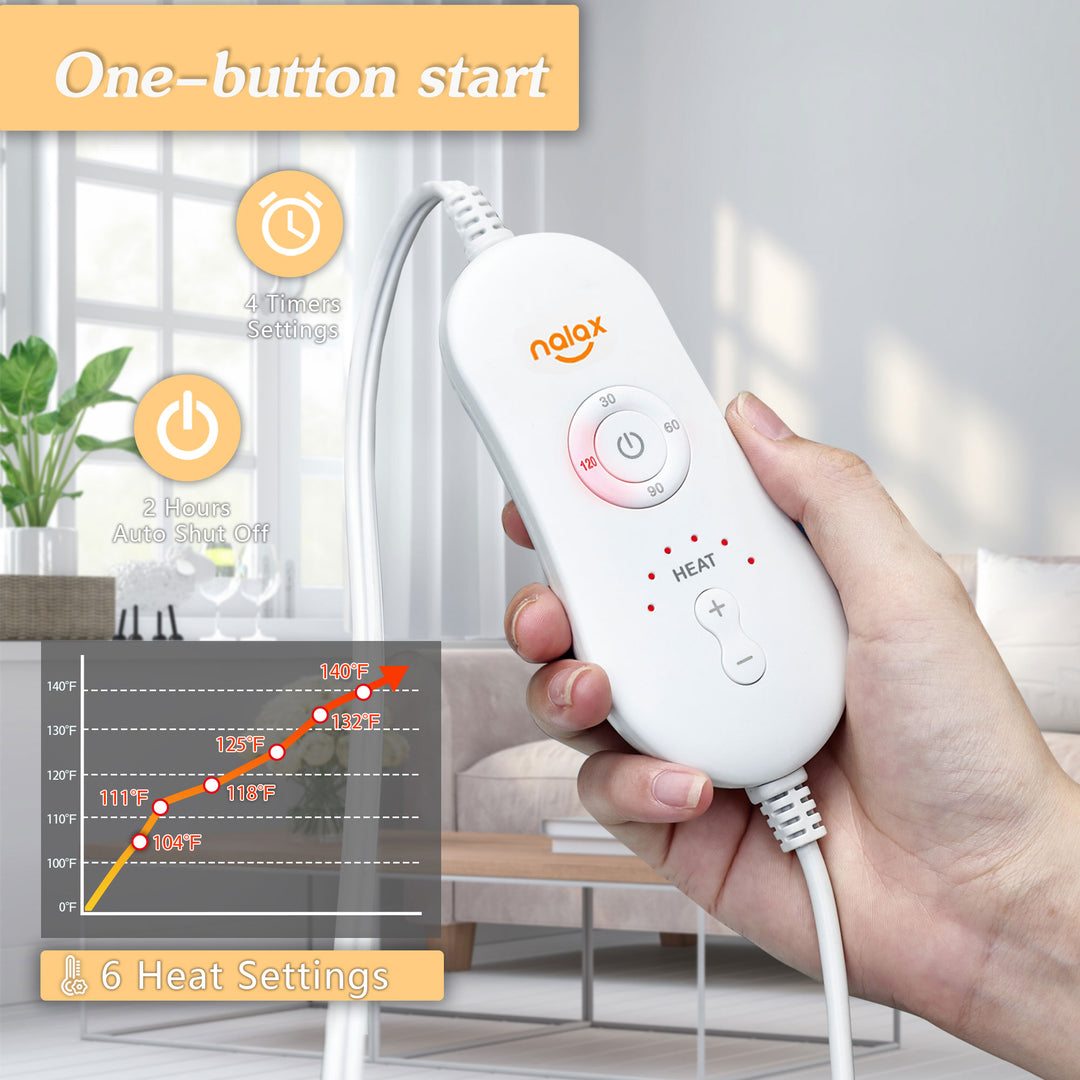 nalax Auto Off Electric Pain Relief Heating Pad w/6 Heat Settings, Blue (Used) - VMInnovations