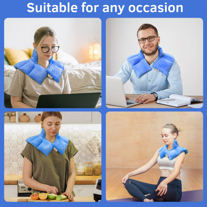 Nalax Neck & Shoulder Microwave Heating w/Lavender Aromatherapy, Blue (Open Box) - VMInnovations