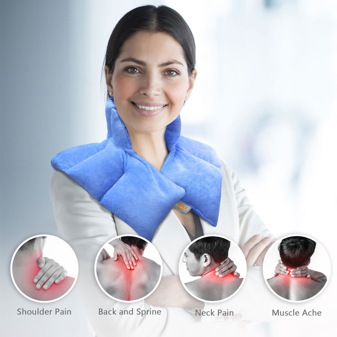 Nalax Neck & Shoulder Microwave Heating w/Lavender Aromatherapy, Blue (Open Box) - VMInnovations