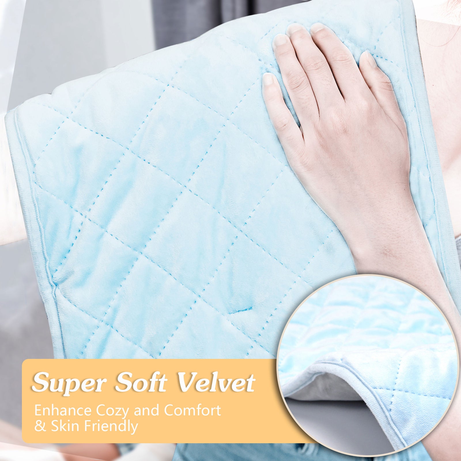 nalax Electric Microfiber Heating Blanket w/Tourmaline Beads & Jade Stones, XL - VMInnovations