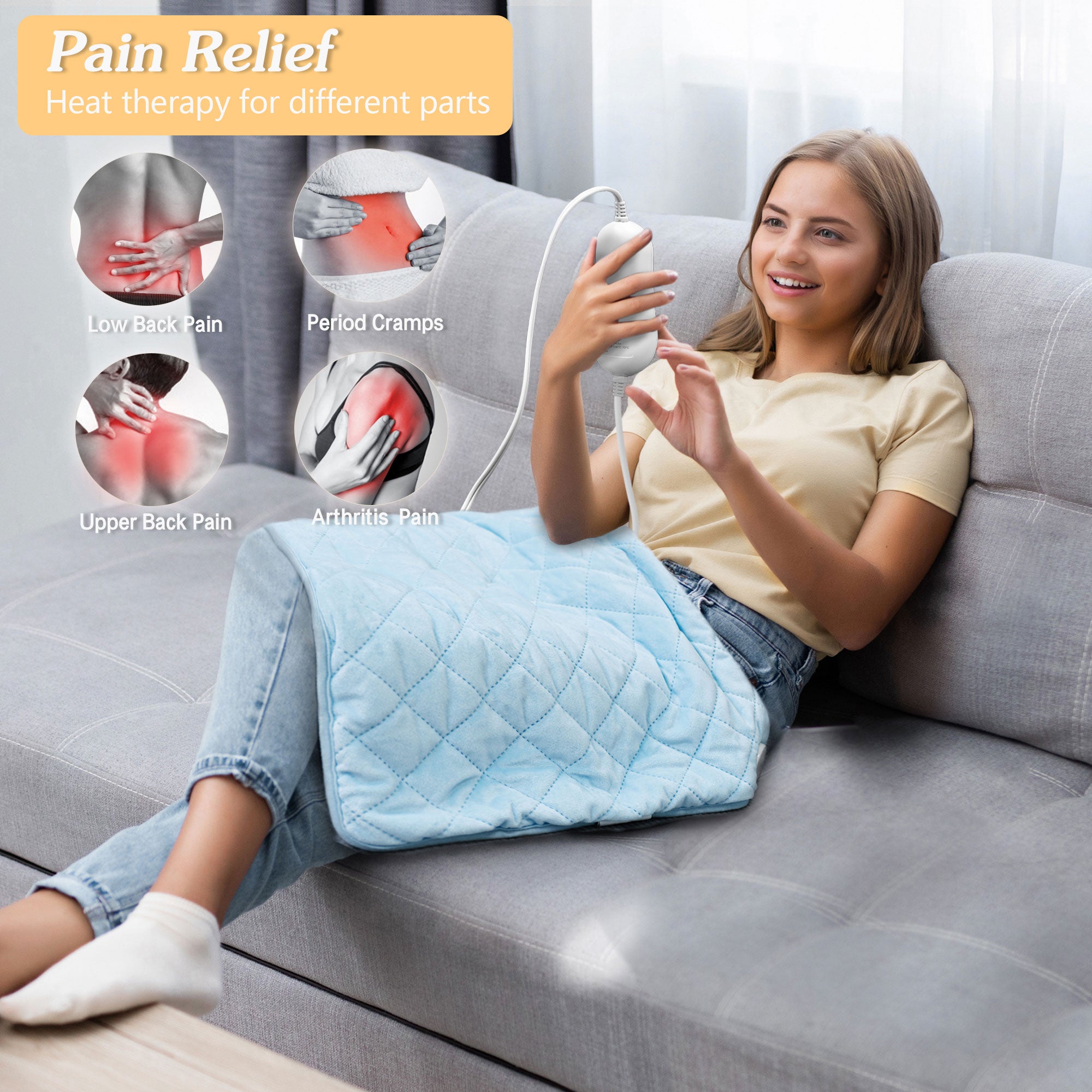 nalax Electric Microfiber Heating Blanket with Jade Chips, Light Blue (Open Box) - VMInnovations