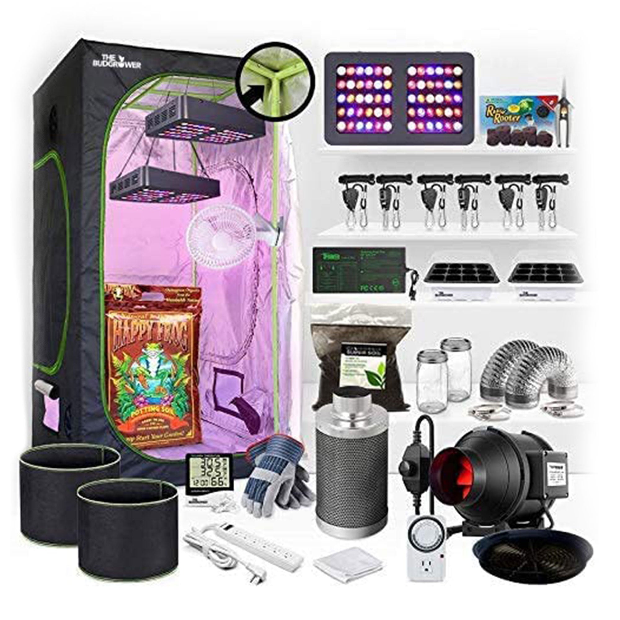 The BudGrower Complete Grow Tent Kit w/ Dual 300 Watt Light & Carbon Air Filters
