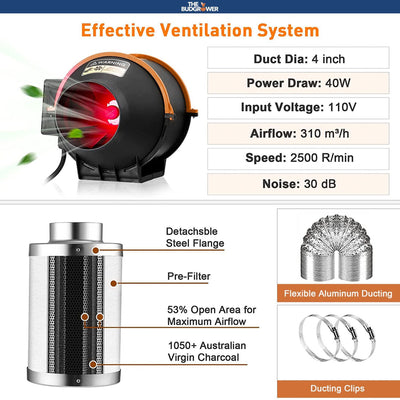 The BudGrower Complete Grow Tent Kit w/ Dual 300 Watt Light & Carbon Air Filters