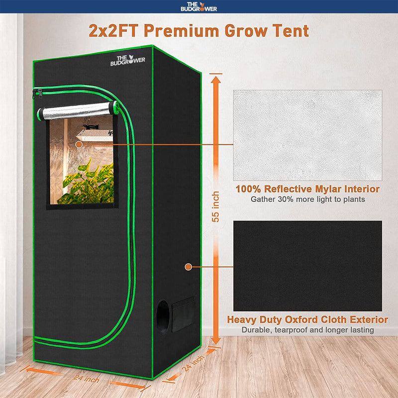 The BudGrower Complete Grow Tent Kit w/ Dual 300 Watt Light & Carbon Air Filters