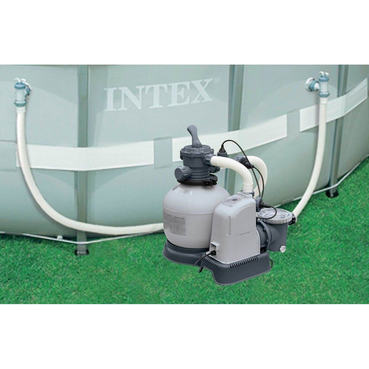 Intex 1600 GPH Saltwater System & Sand Filter Pump Swimming Pool (Open Box)