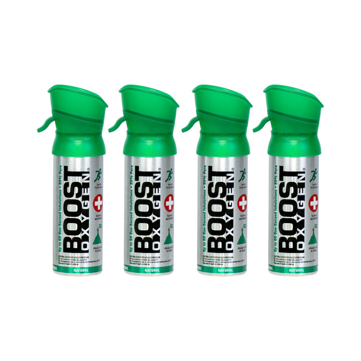 Boost Oxygen Pocket Size 3 Liter Respiratory Support Canister, Natural (4 Pack)