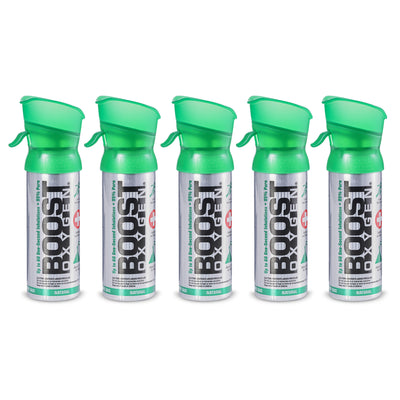 Boost Oxygen 3L Pocket Sized Canned Oxygen Bottle w/Mouthpiece, Natural (5 Pack) - VMInnovations