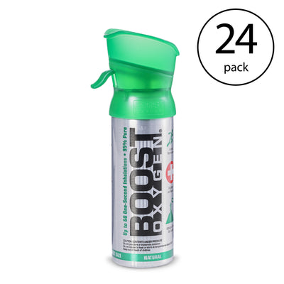 Boost Oxygen 3L Pocket Sized Can Oxygen Bottle w/Mouthpiece, Natural (24 Pack)