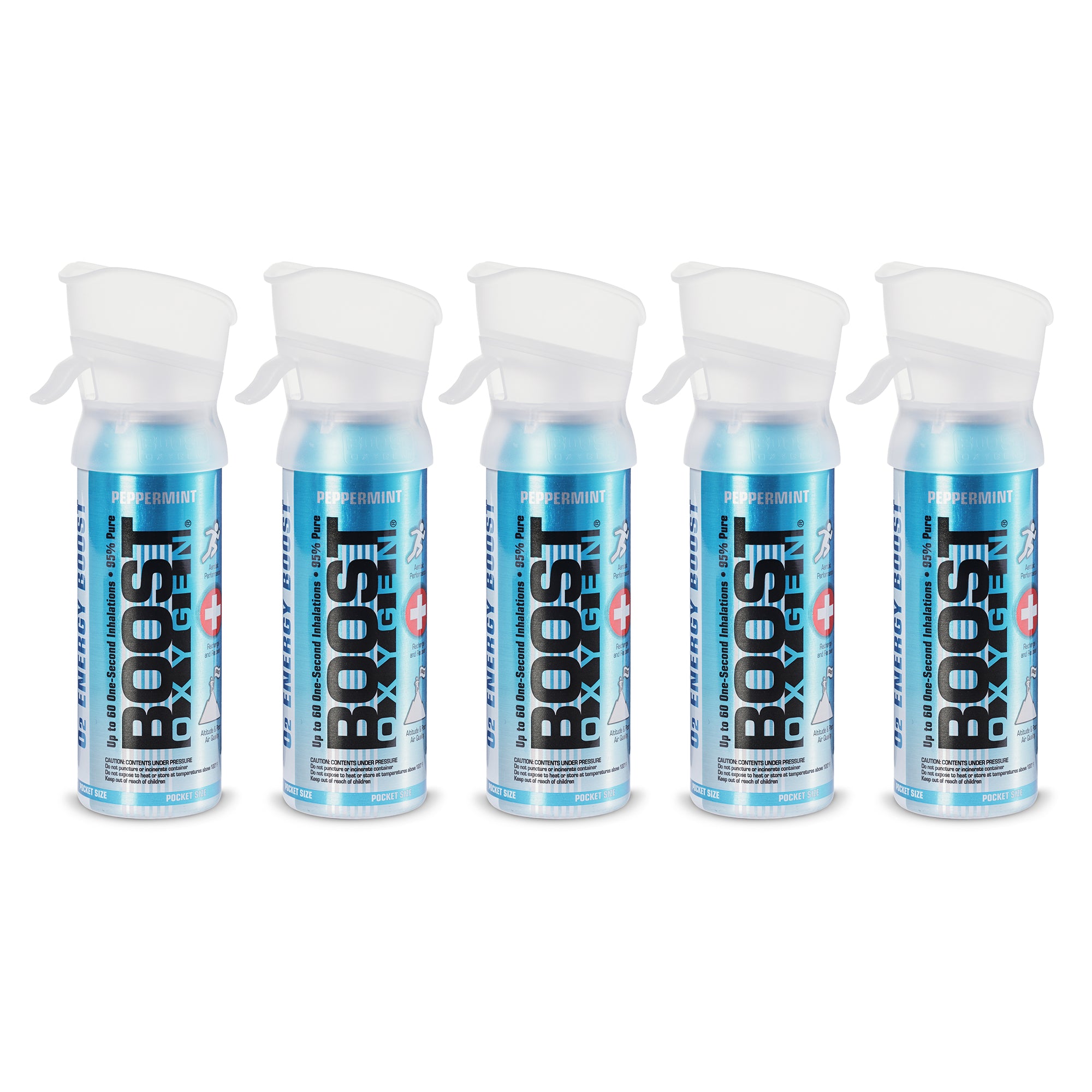 Boost Oxygen 3L Pocket Sized Canned Oxygen with Mouthpiece, Peppermint (5 Pack) - VMInnovations