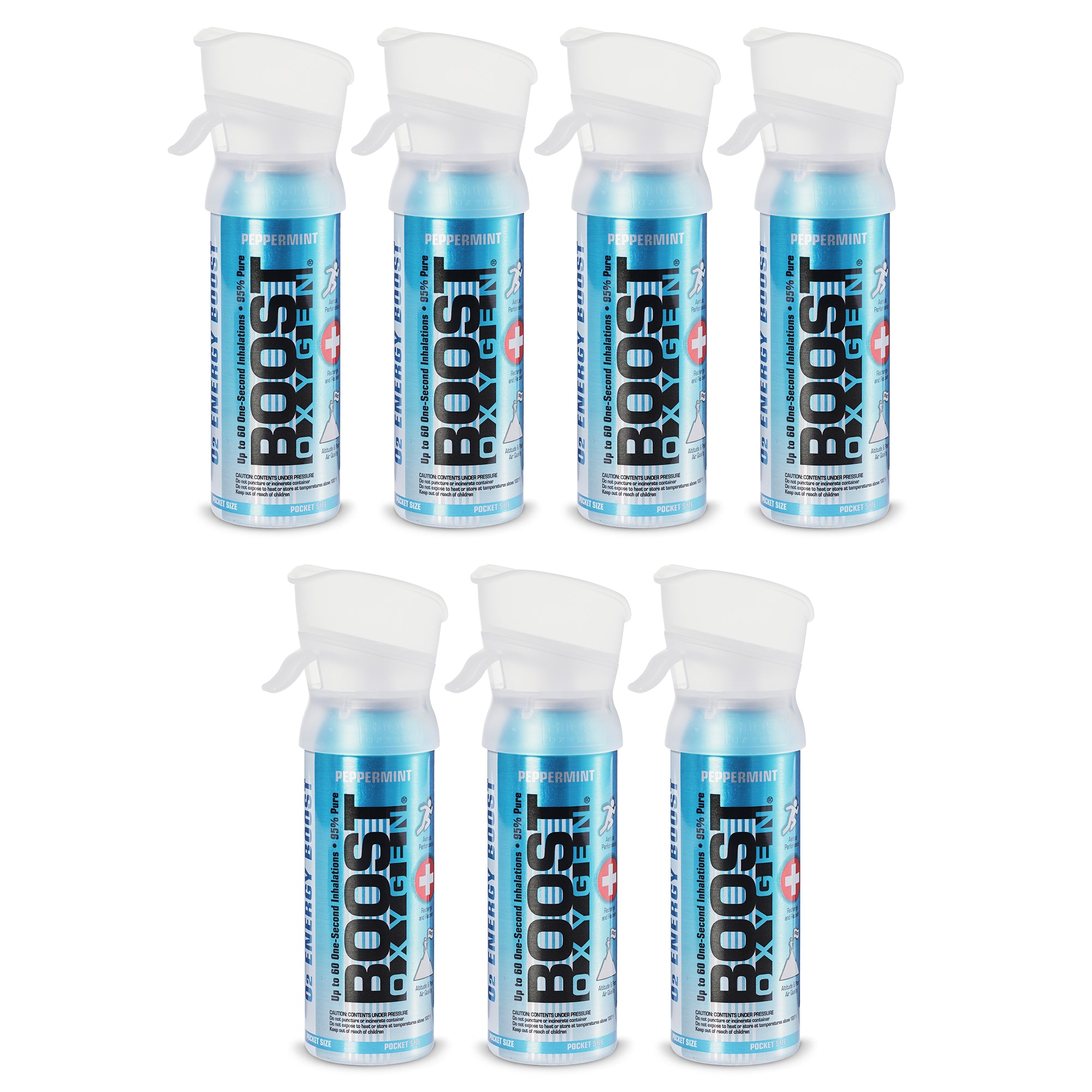 Boost Oxygen 3L Pocket Sized Canned Oxygen with Mouthpiece, Peppermint (7 Pack) - VMInnovations