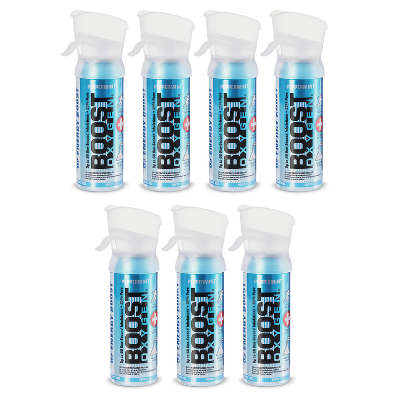 Boost Oxygen 3L Pocket Sized Canned Oxygen with Mouthpiece, Peppermint (7 Pack)