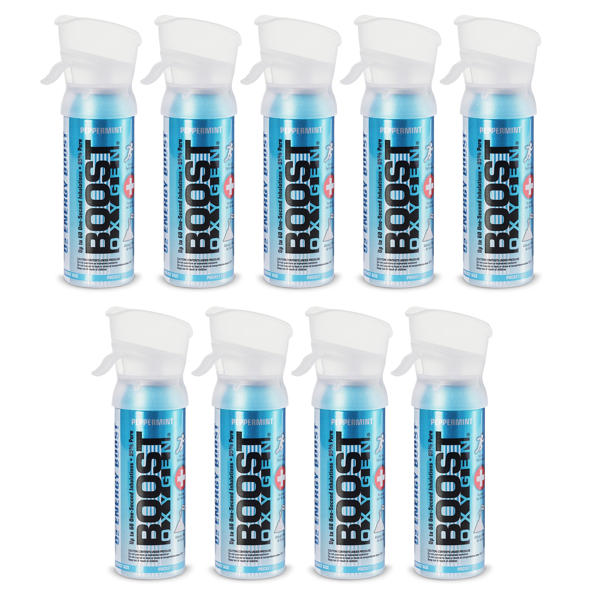 Boost Oxygen 3L Pocket Sized Canned Oxygen with Mouthpiece, Peppermint (9 Pack) - VMInnovations