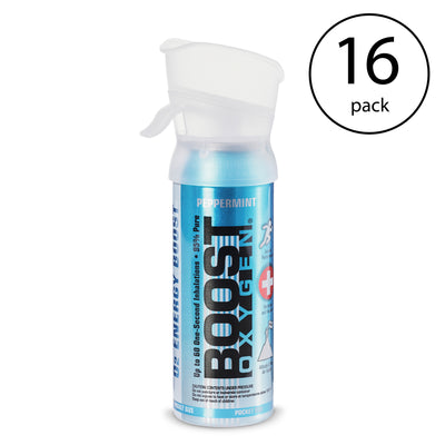 Boost Oxygen 3L Pocket Sized Canned Oxygen with Mouthpiece, Peppermint (16 Pack) - VMInnovations