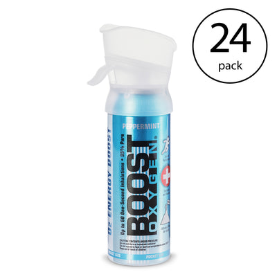 Boost Oxygen 3L Pocket Sized Canned Oxygen with Mouthpiece, Peppermint (24 Pack)