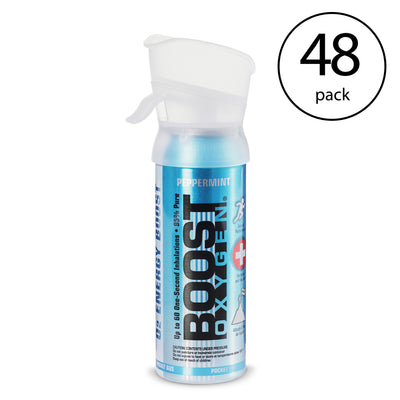 Boost Oxygen 3L Pocket Sized Canned Oxygen with Mouthpiece, Peppermint (48 Pack) - VMInnovations