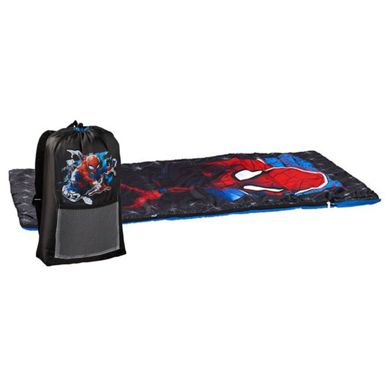 Exxel Marvel Spiderman Youth Sized 3 Season Sleeping Bag, Rated to 45 Degrees F
