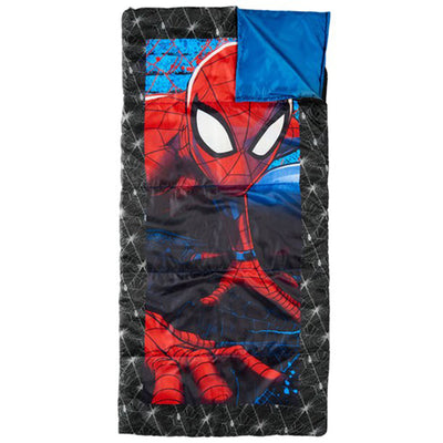 Exxel Marvel Spiderman Youth Sized Sleeping Bag, Rated to 45F (Open Box)