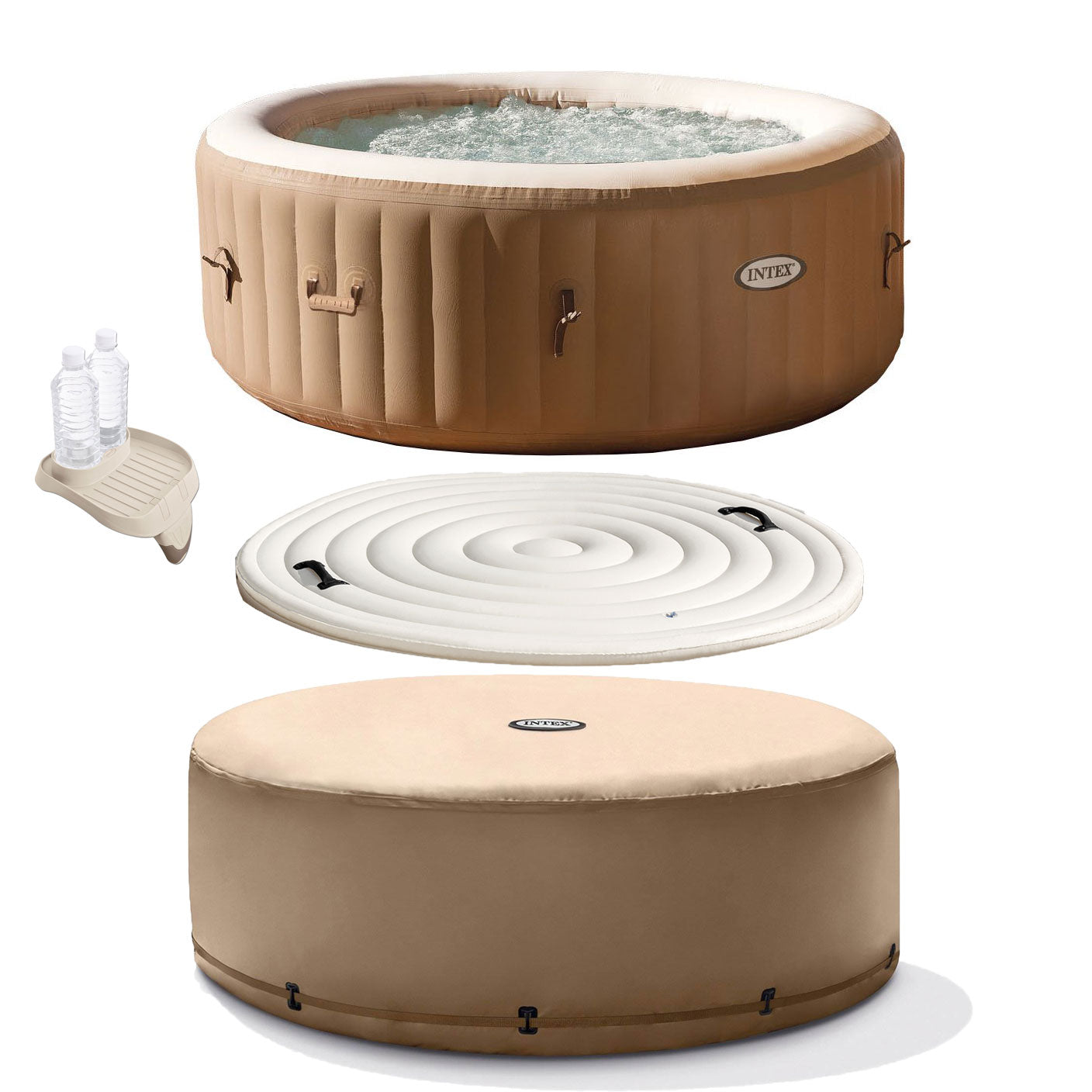Intex PureSpa 77 Inch 4 Person Inflatable Hot Tub Spa with Cup Holder & Cover