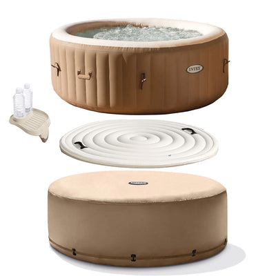 Intex PureSpa 77 Inch 4 Person Inflatable Hot Tub Spa with Cup Holder & Cover