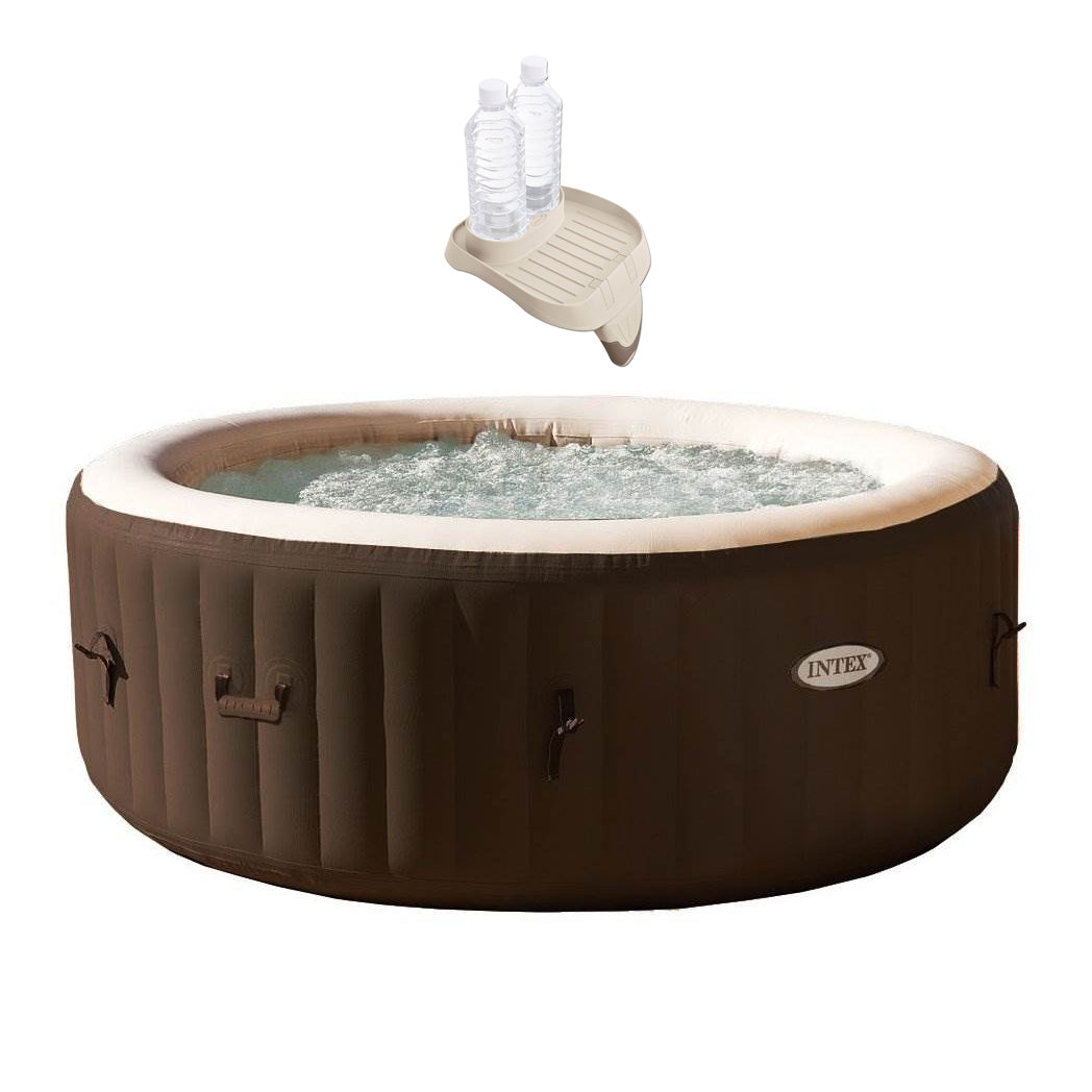 Intex PureSpa Bubble Massage 4 Person Inflatable Hot Tub Spa and Cup Holder