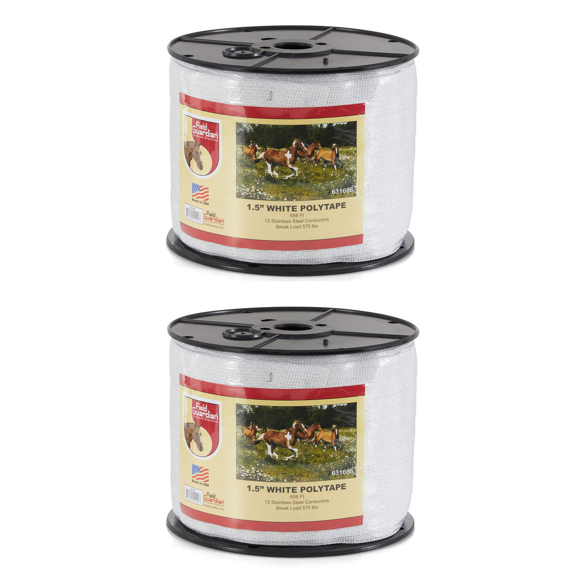 Field Guardian 631666 1.5 Inch Width 656 Ft Conductive Polytape, White (2 Pack)