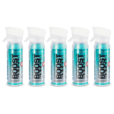Boost Oxygen 3 Liter Pocket Sized Canned Oxygen, Menthol Eucalyptus (5 Pack)