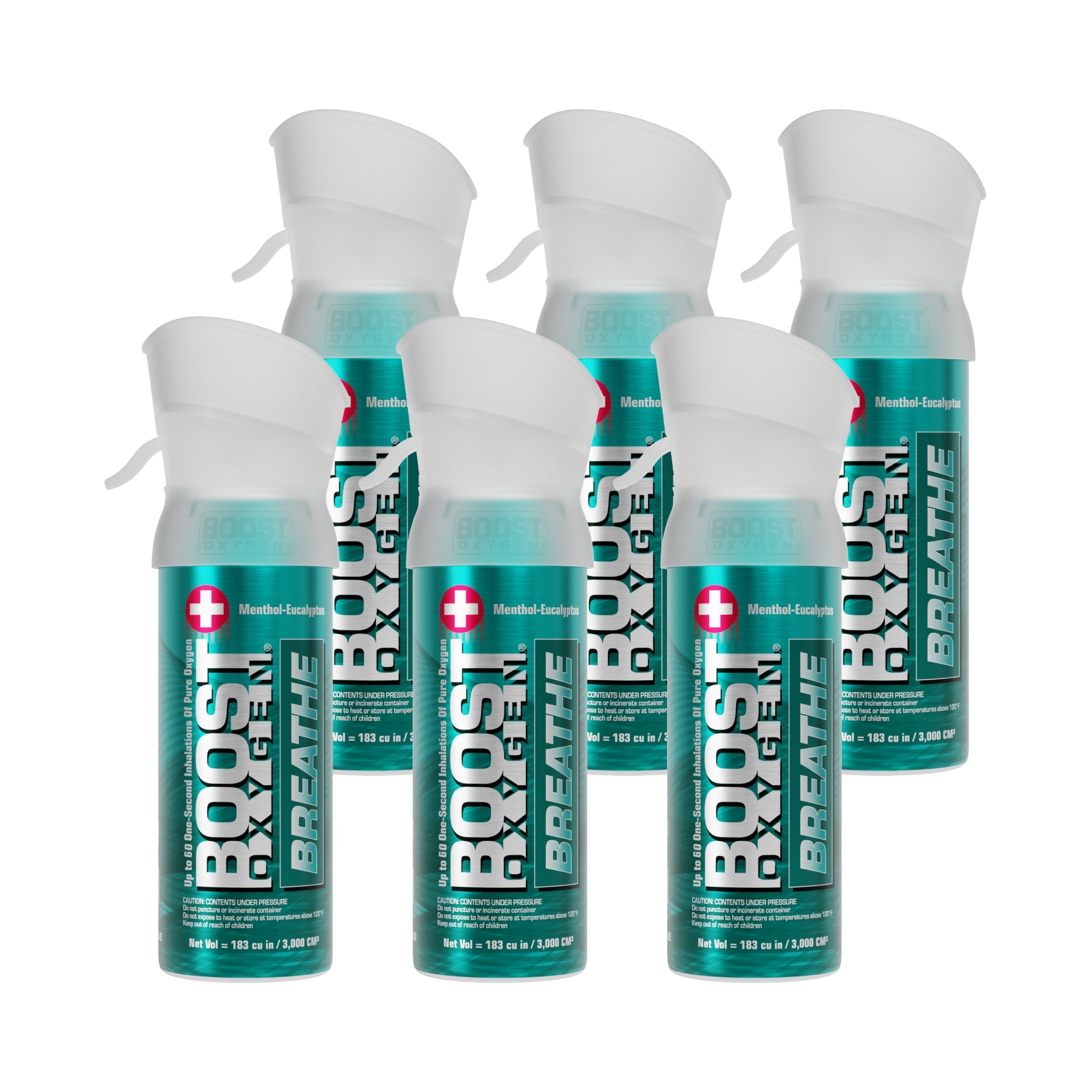 Boost Oxygen Pocket Size 3 Liter Respiratory Support Canister, Menthol (6 Pack) - VMInnovations